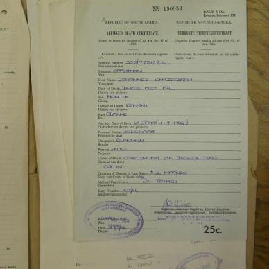 OPPERMAN Johannes Christiaan - oorlede 3 Mei 1964