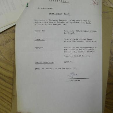OPPERMAN Gotlieb Rudolf - oorlede 24 Mei 1969