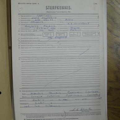 OPPERMAN Maria Magdalena - oorlede 26 Mei 1968