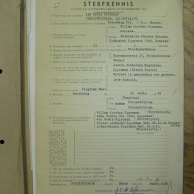 OPPERMAN Jan David - oorlede 24 Jun 1965