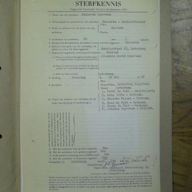 OPPERMAN Sussarah - oorlede 25 Mei 1966