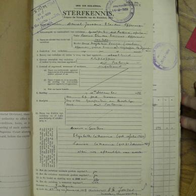 OPPERMAN Daniel Jacobus Elardus - died 12 Dec 1938