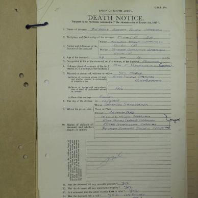 OPPERMAN Diedrik Johannes Jacobus - oorlede 12 Aug 1958