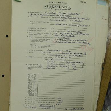 OPPERMAN Johannes Tobia formerly RHEEDERS born MYBURGH - died 14 Nov 1956