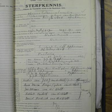 OPPERMAN Johanna Catharina Cornelia Jacoba born VAN DER MERWE - died 10 Jul 1933