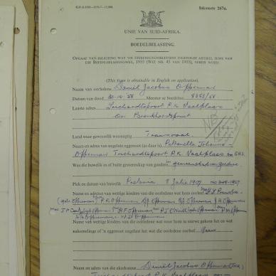 OPPERMAN Daniel Jacobus - oorlede 30 Okt 1958