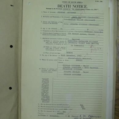 OPPERMAN Gysbert - oorlede 10 Nov 1962
