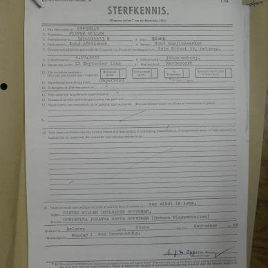 OPPERMAN Pieter Willem - oorlede 11 Sep 1969