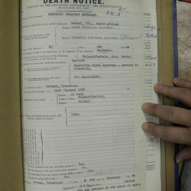 OPPERMAN Frederik Johannes - oorlede 21 Jan 1954