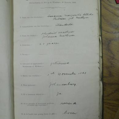 PRETORIUS Susanna Margaretha Alida gebore MATHYSEN - died 1 Nov 1898