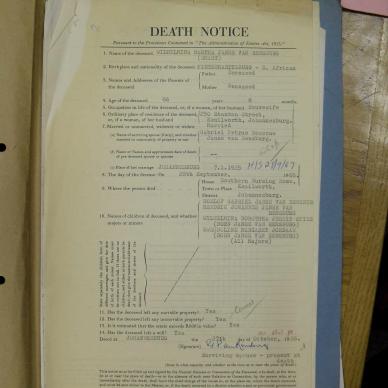 RENSBURG Wilhelmina Martha JANSE VAN nee  SMART - died 28 Sep 1966