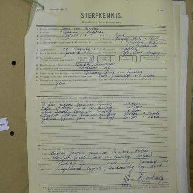 RENSBURG Johannes Opperman JANSE VAN - oorlede 3 Jan 1975