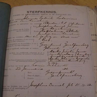 Janse van Rensburg JFL TAB MHG 53442 Sterfkennis 1924 vergroot BO