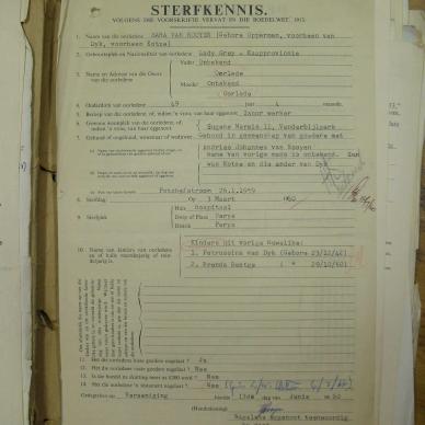 ROOYEN Sara VAN nee OPPERMAN voorheen VAN DYK voorheen KOTZE - oorlede 3 Mrt 1960