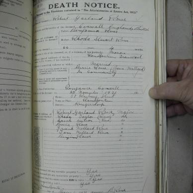 ROWE Robert Garland - died 20 Nov 1931