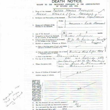 Stoker, Pulcher Francis Ulivette Rorich born Pretorius - MHG 7400 1959