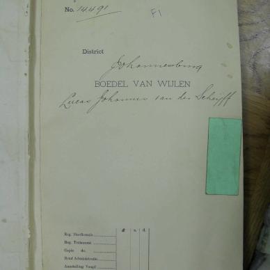 SCHYFF Lucas Johannes VAN DER died 7 May 1898