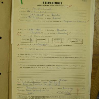SCHYFF Abel Hermanus VAN DER - died 3 Aug 1969