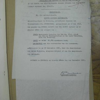 SCHYFF Elizabeth Johanna Susanna VAN DER  nee HOFFMAN - oorlede 13 Jan 1961