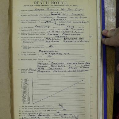 SCHYFF Hendrik Johannes VAN DER - died 15 Feb 1956