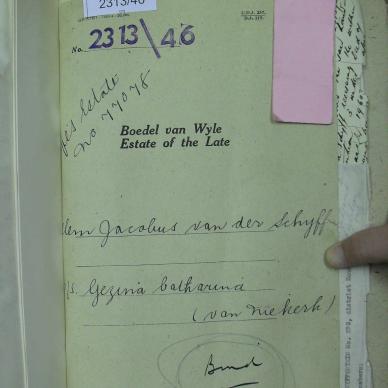 SCHYFF Willem Jacobus VAN DER - died 10 Oct 1934