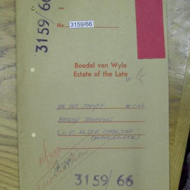 SCHYFF Barend Johannes VAN DER - died 20 Jan 1966