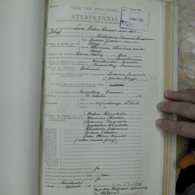 SCHYFF Lucas Petrus Daniel VAN DER died 30 October 1918