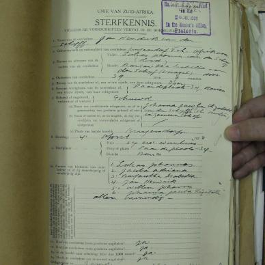 SCHYFF Jan Hendrik VAN DER - died 4 Apr 1928