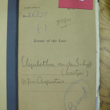 SCHYFF Elizabeth VAN DER born COETZER - died 17 Oct 1934