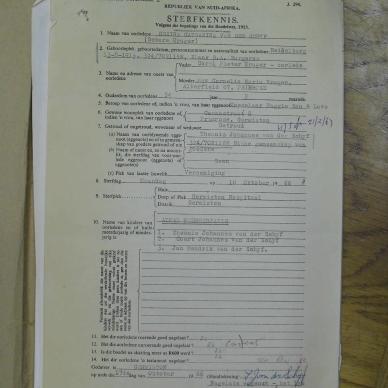 SCHYFF Gezina Catharina VAN DER nee KRUGER - oorlede 10 Okt 1966