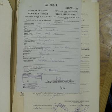 STEYN Pieter Cornelius - oorlede 4 Mei 1964