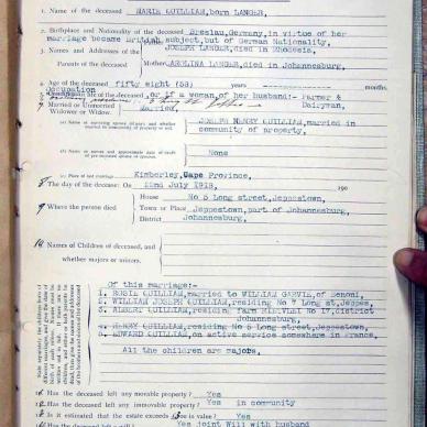 QUILLIAM Marie born LANGER - died 22 July 1918