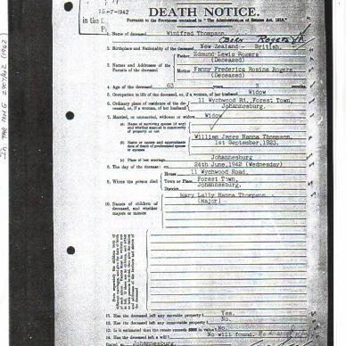 THOMPSON Winifred born ROGERS - Died 24 Jun 1942
