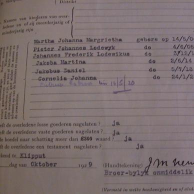 Venter PJL TAB MHG 70463 Sterfkennis 1929 vergroot ONDER