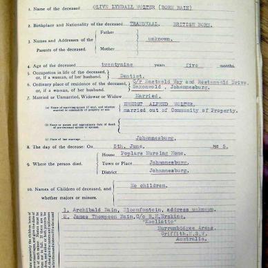 WOLTER Olive Lyndall born BAIN - died 5 Jun 1925