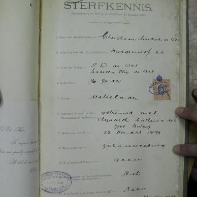 WET Christiaan Hendrik DE - died 22 Mar 1898