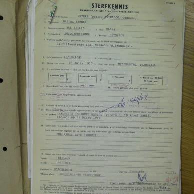 WEYERS Martha Jacoba nee PRINSLOO - oorlede 23 Jul 1970