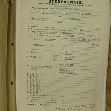ZIJL Jacobus Albertus VAN - oorlede 29 Jun  1960