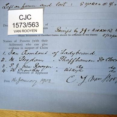 CJC 1573-563 VAN ROOYEN Cornelius Johannes c