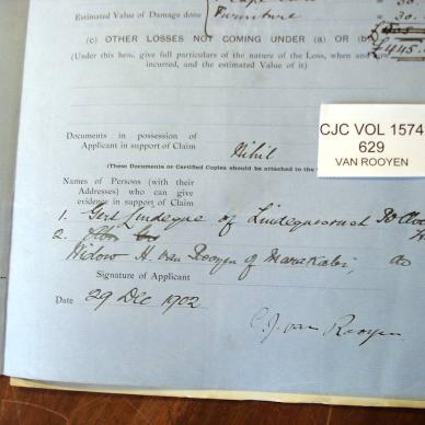 CJC 1574-629 VAN ROOYEN Cornelius Johannes d