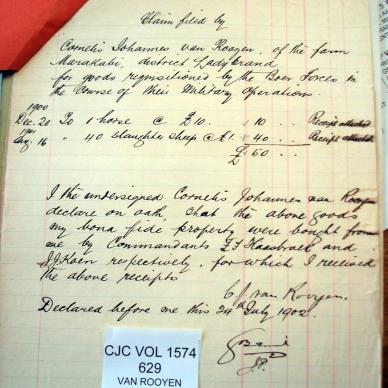 CJC 1574-629 VAN ROOYEN Cornelius Johannes e