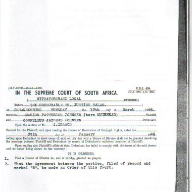 Johnsen, Cornelius TAB WLD 537   1946 divorce