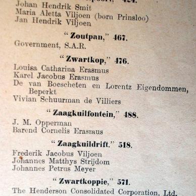 PRETORIA List of farms 1900 (TAB TPK 152) f