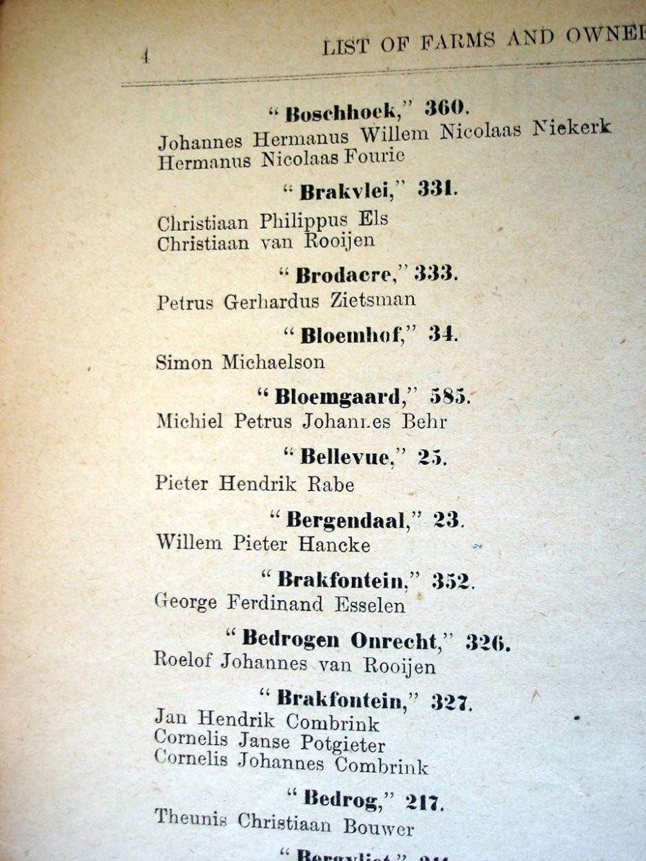 VRYHEID List of farms 1901 b