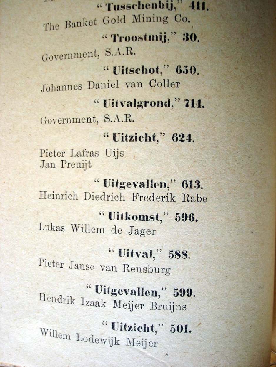 VRYHEID List of farms 1901 e