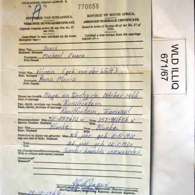 WLD 671-1967 VDWALT _VILJOEN_ - DAVIS c