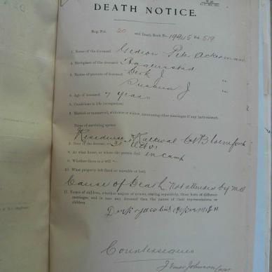 ACKERMAN Gedion Peter (Gideon) died 31 October 1901