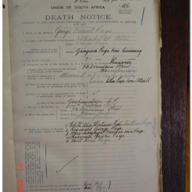 PAGE George Daniel - died 14 Oct 1917